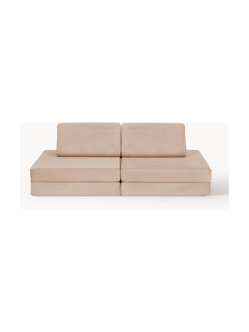 Modulares Kinder-Spielsofa Mila aus Samt, handgefertigt, Bezug: Samt (100 % Polyester) De, Samt Beige, B 168 x T 84 cm