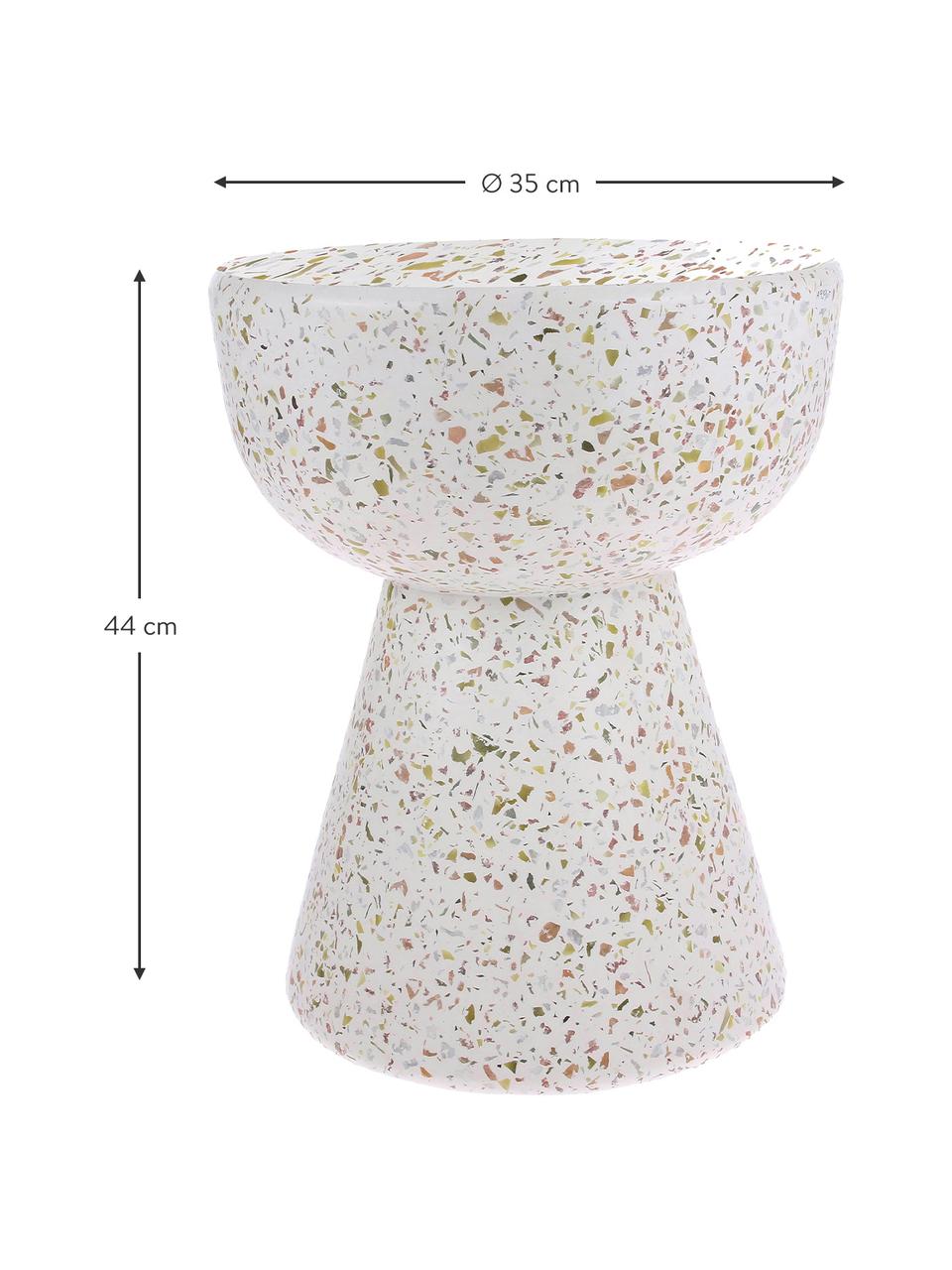 Odkládací stolek s terazzo vzorem Lars, Šedý beton s terazzo, Bílá, terrazzo vzhled, Ø 35 cm, V 44 cm
