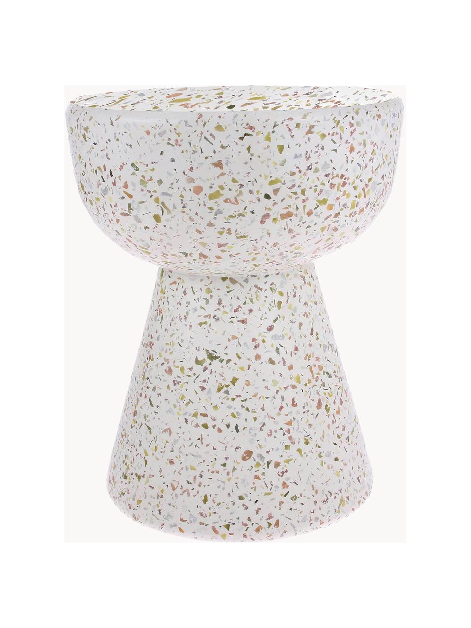 Pomocný stolík s terrazzo vzhľadom Lars, Betón s terrazzo materiálom, Biela, vzor terrazzo, Ø 35 x V 44 cm