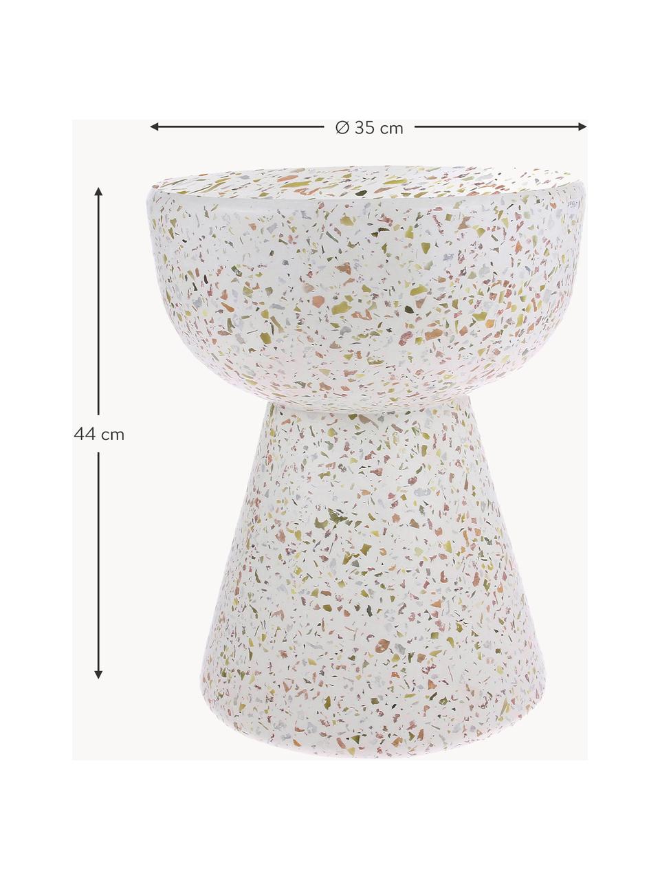 Bijzettafel Lars met terrazzo-patroon, Beton met terrazzo, Wit, terrazzolook, Ø 35 x H 44 cm