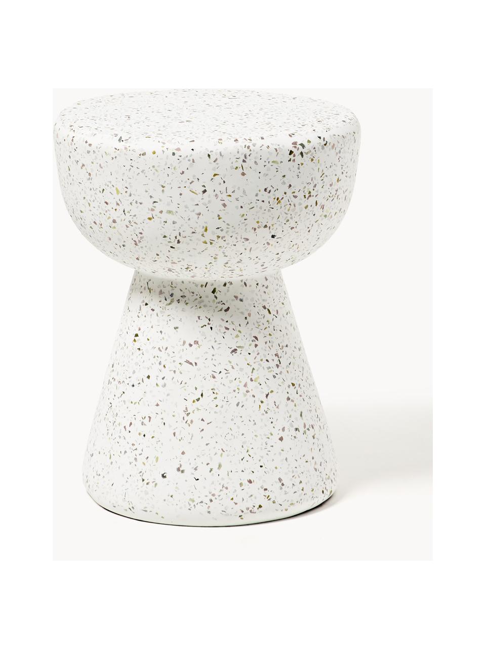 Beistelltisch Lars mit Terrazzo-Muster, Beton mit Terrazzo, Weiß, Terrazzo-Optik, Ø 35 x H 44 cm