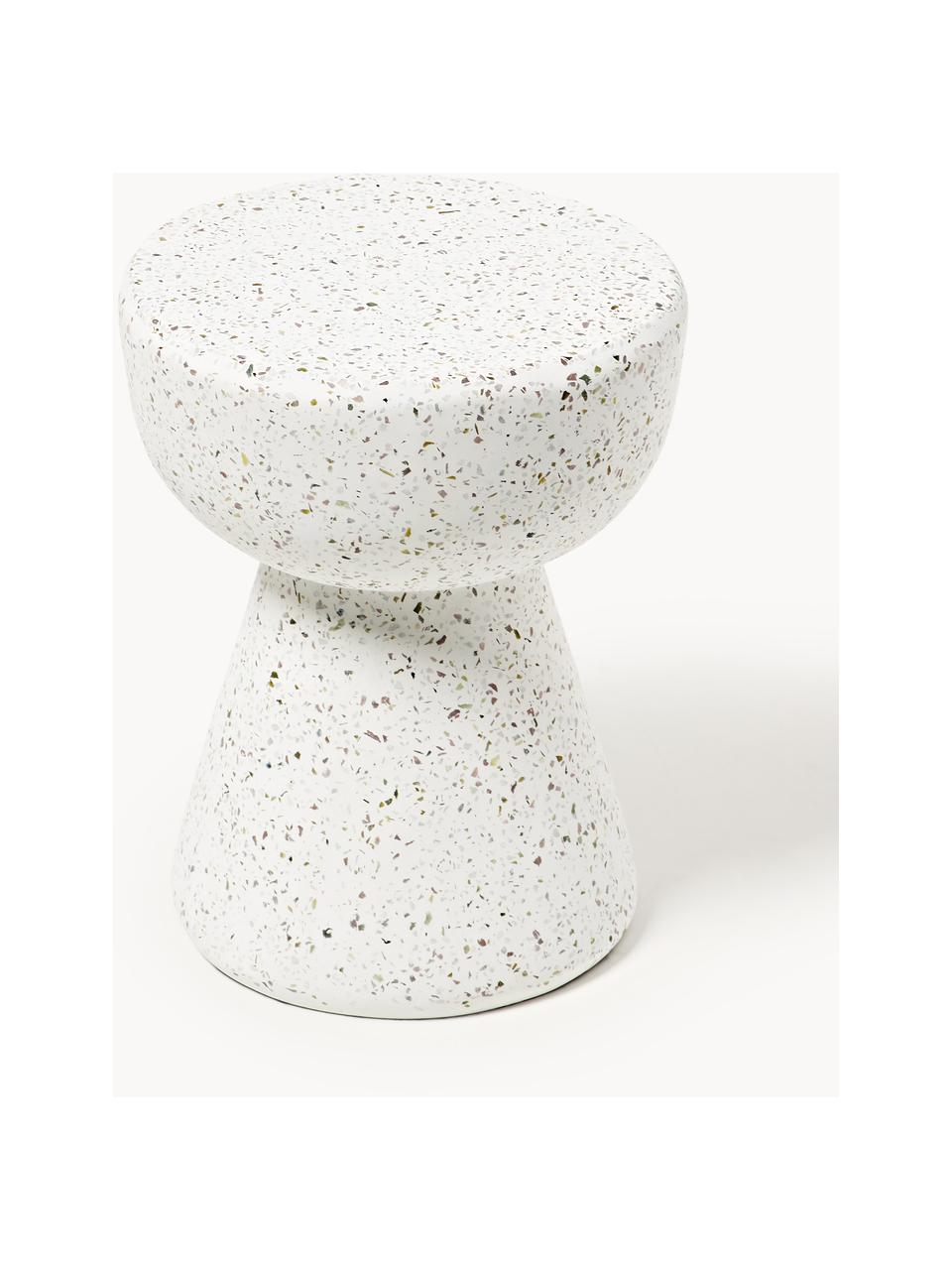 Beistelltisch Lars mit Terrazzo-Muster, Beton mit Terrazzo, Weiß, Terrazzo-Optik, Ø 35 x H 44 cm