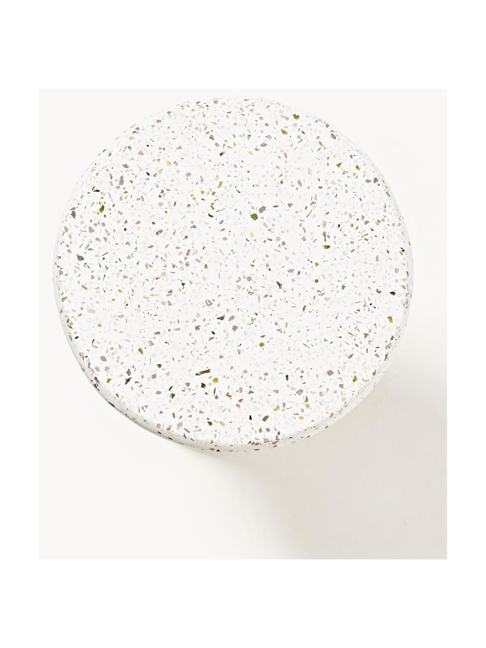 Pomocný stolík s terrazzo vzhľadom Lars, Betón s terrazzo materiálom, Biela, vzor terrazzo, Ø 35 x V 44 cm