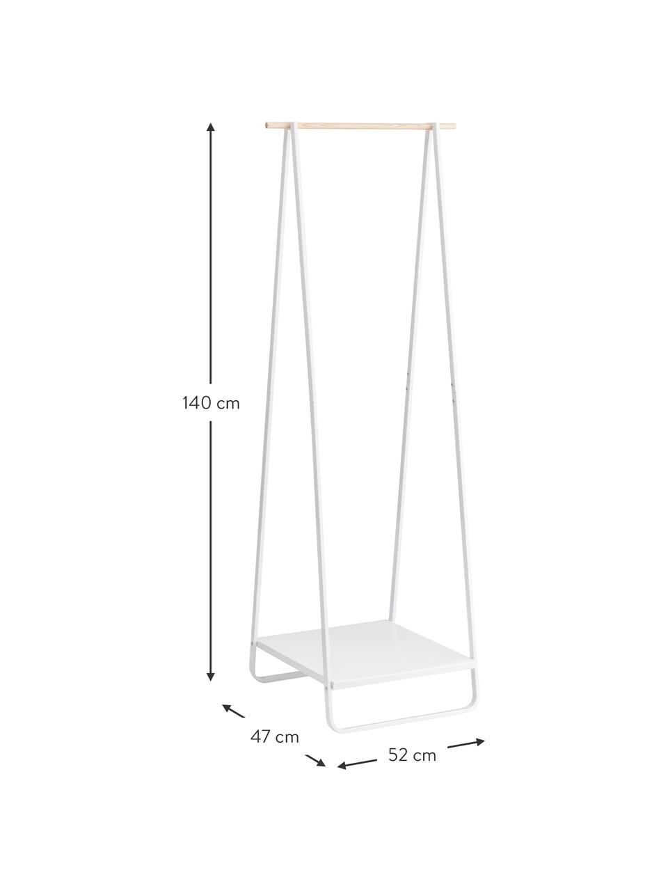 Burro de metal Tower, Estructura: metal con pintura en polv, Barra: madera, Blanco, An 52 x Al 140 cm