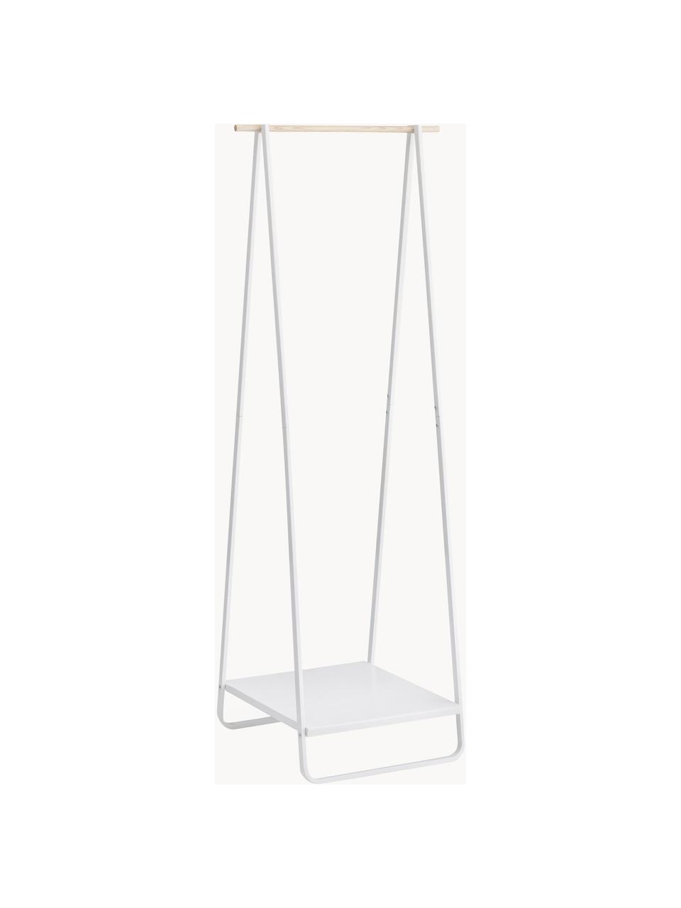 Metalen kapstok Tower, Frame: gepoedercoat metaal, Wit, hout, B 52 x H 140 cm