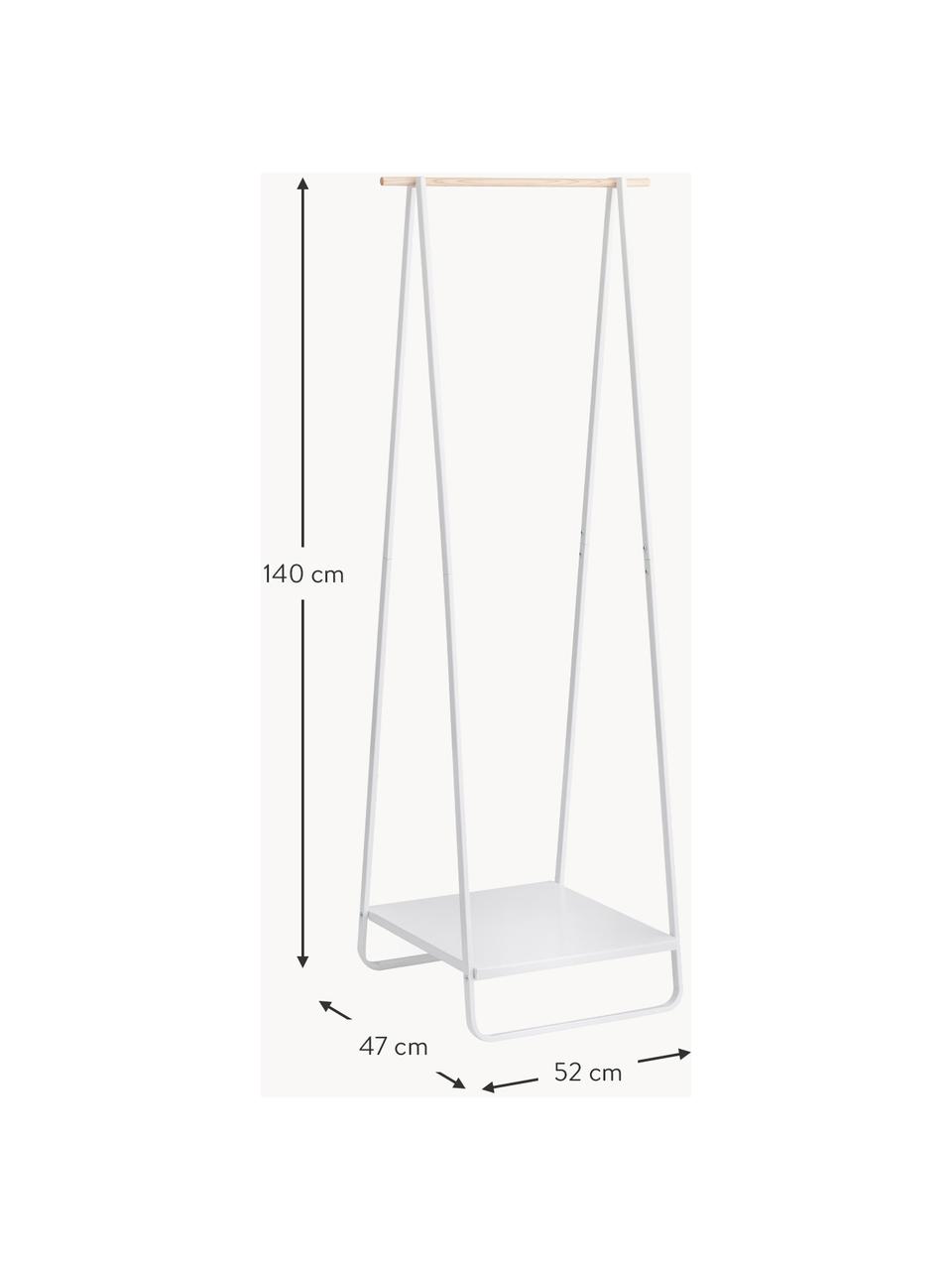 Metalen kapstok Tower, Frame: gepoedercoat metaal, Wit, hout, B 52 x H 140 cm