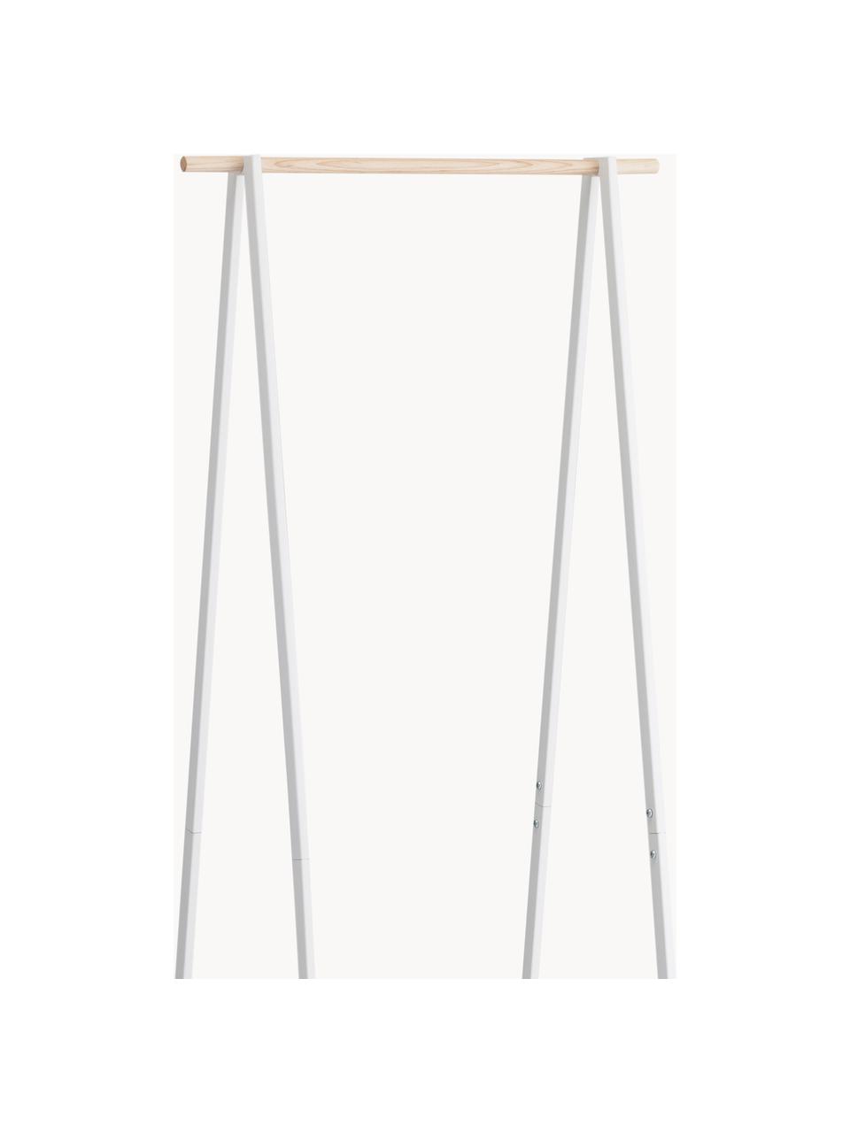 Metalen kapstok Tower, Frame: gepoedercoat metaal, Wit, hout, B 52 x H 140 cm