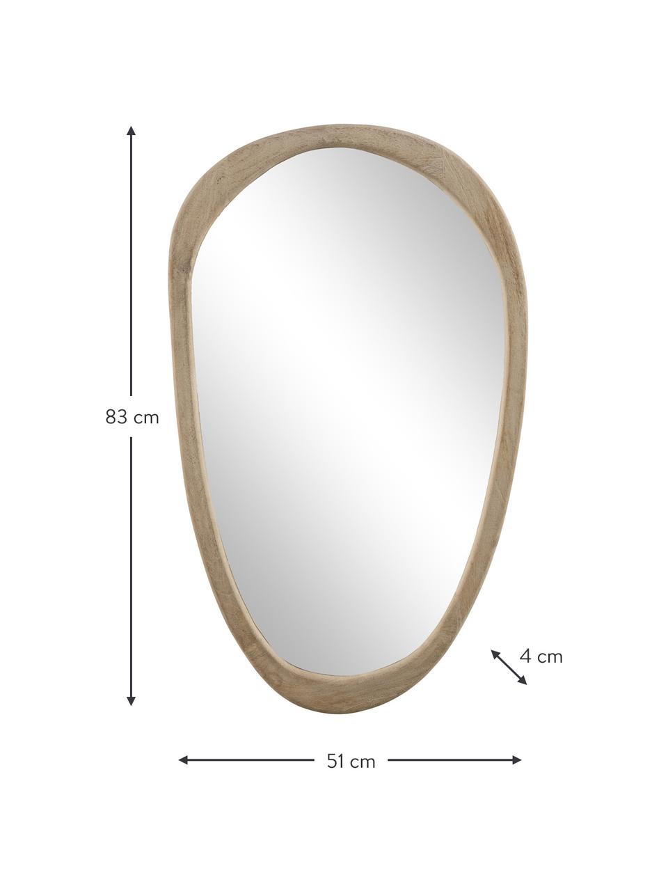 Espejo de pared de madera de mango Irregular, Estructura: madera de mango, Parte trasera: tablero de fibras de dens, Espejo: cristal, Madera clara, An 51 x Al 83 cm