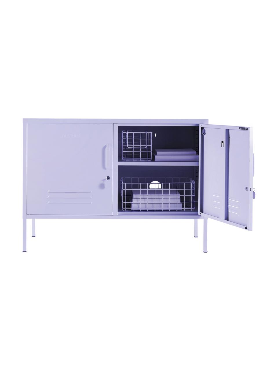 Credenza in metallo con ante Mustard, Acciaio verniciato a polvere, Lavanda, Larg. 100 x Alt. 72 cm