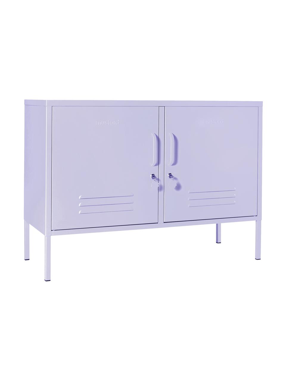 Metall-Sideboard Mustard mit Türen, Stahl, pulverbeschichtet, Lavendel, B 100 x H 72 cm