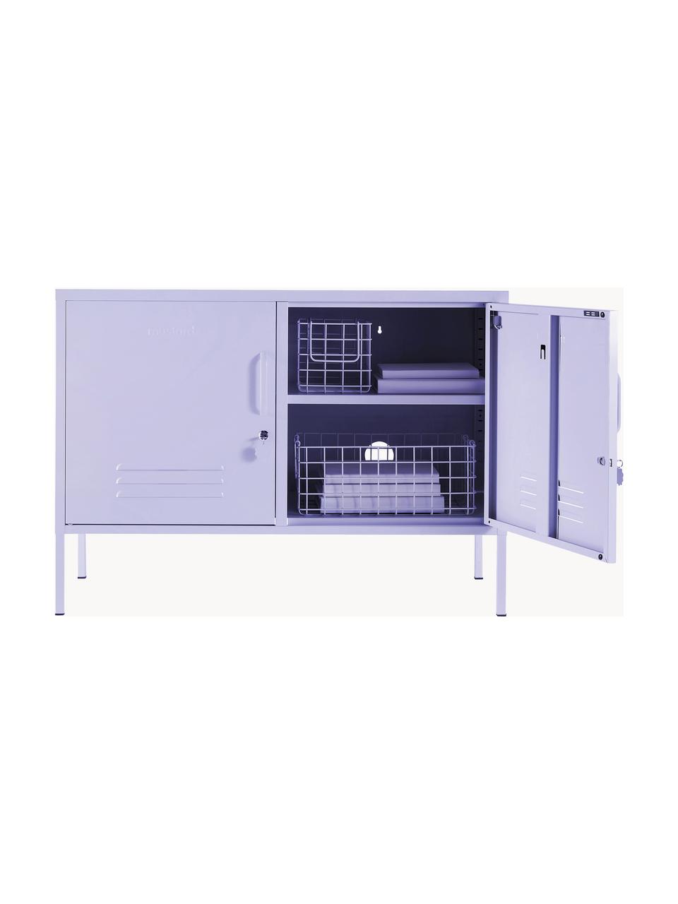 Credenza in metallo Lowdown, Acciaio verniciato a polvere, Lavanda, Larg. 100 x Alt. 72 cm