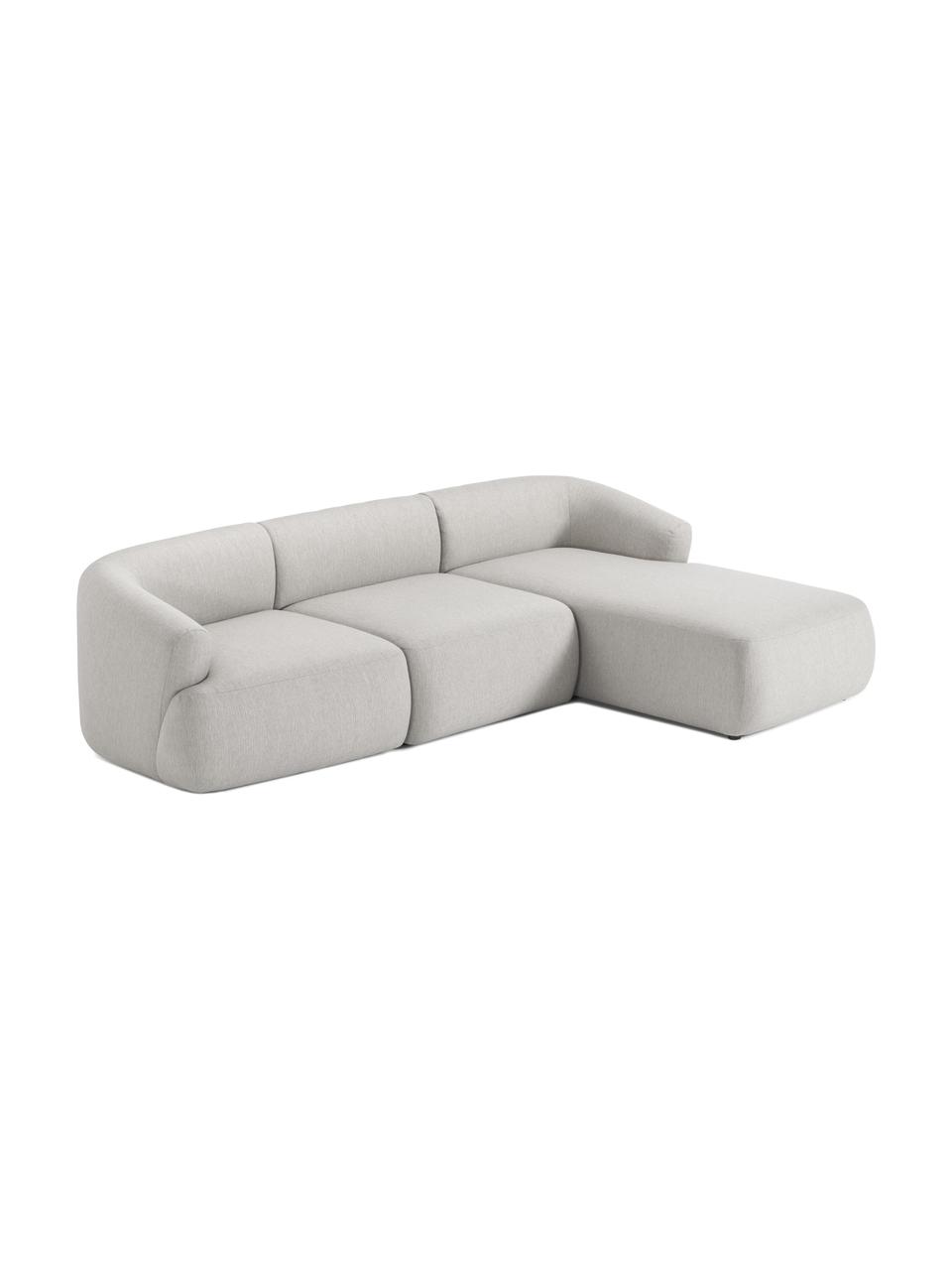 Canapé d'angle modulable Sofia, Tissu gris clair, larg. 272 x prof. 160 cm, méridienne à droite