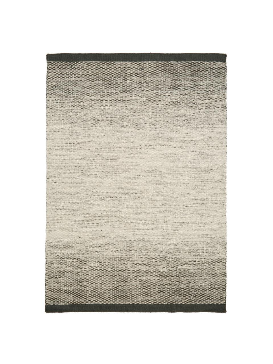 Ručne tkaný vlnený koberec s gradientom Lule, Tmavozelená, béžová