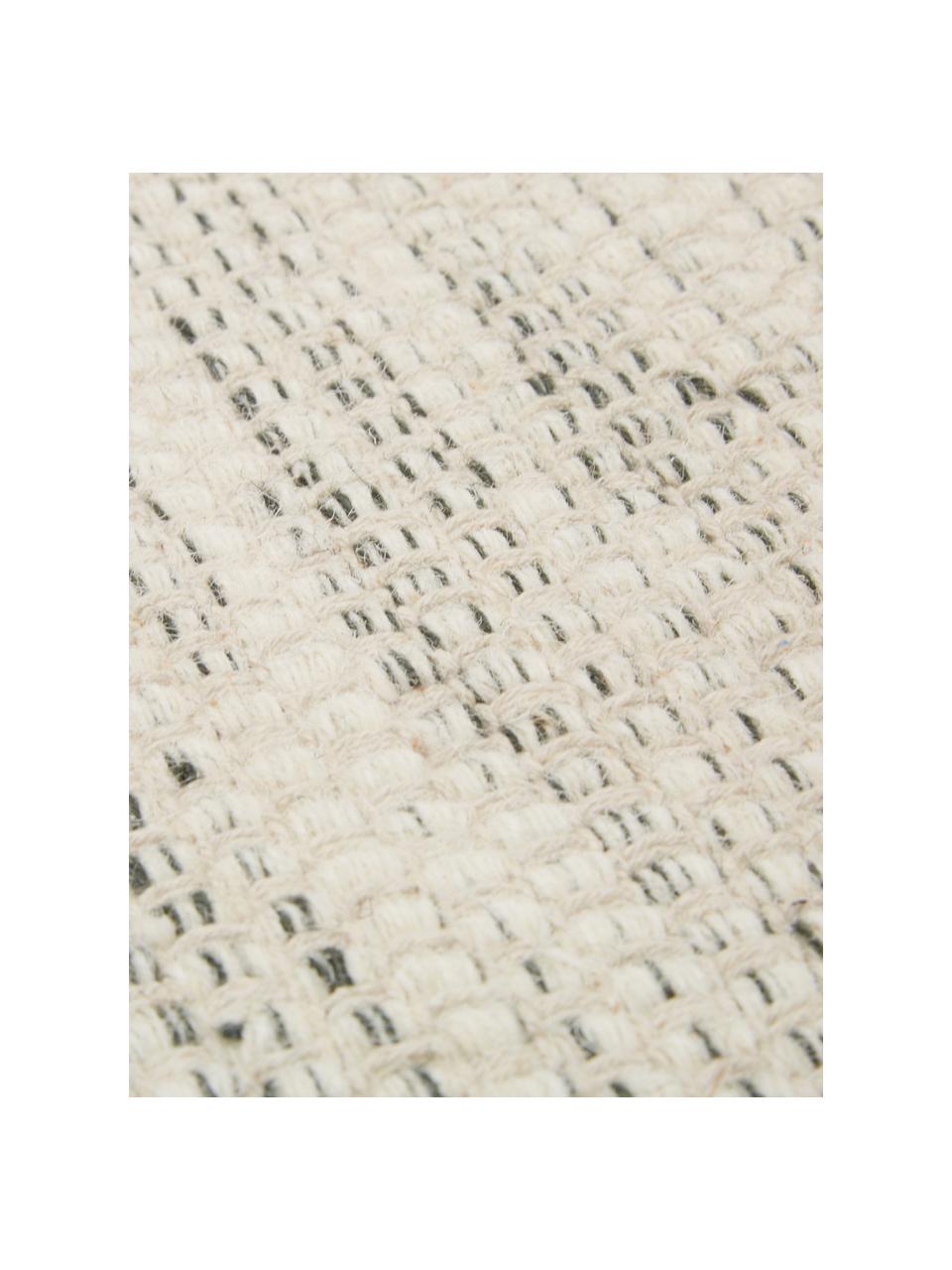 Handgewebter Wollteppich Lule mit Farbverlauf in Beige/Grün, 70% Wolle, 30% Baumwolle, Dunkelgrün, Beige, B 200 x L 300 cm (Grösse L)