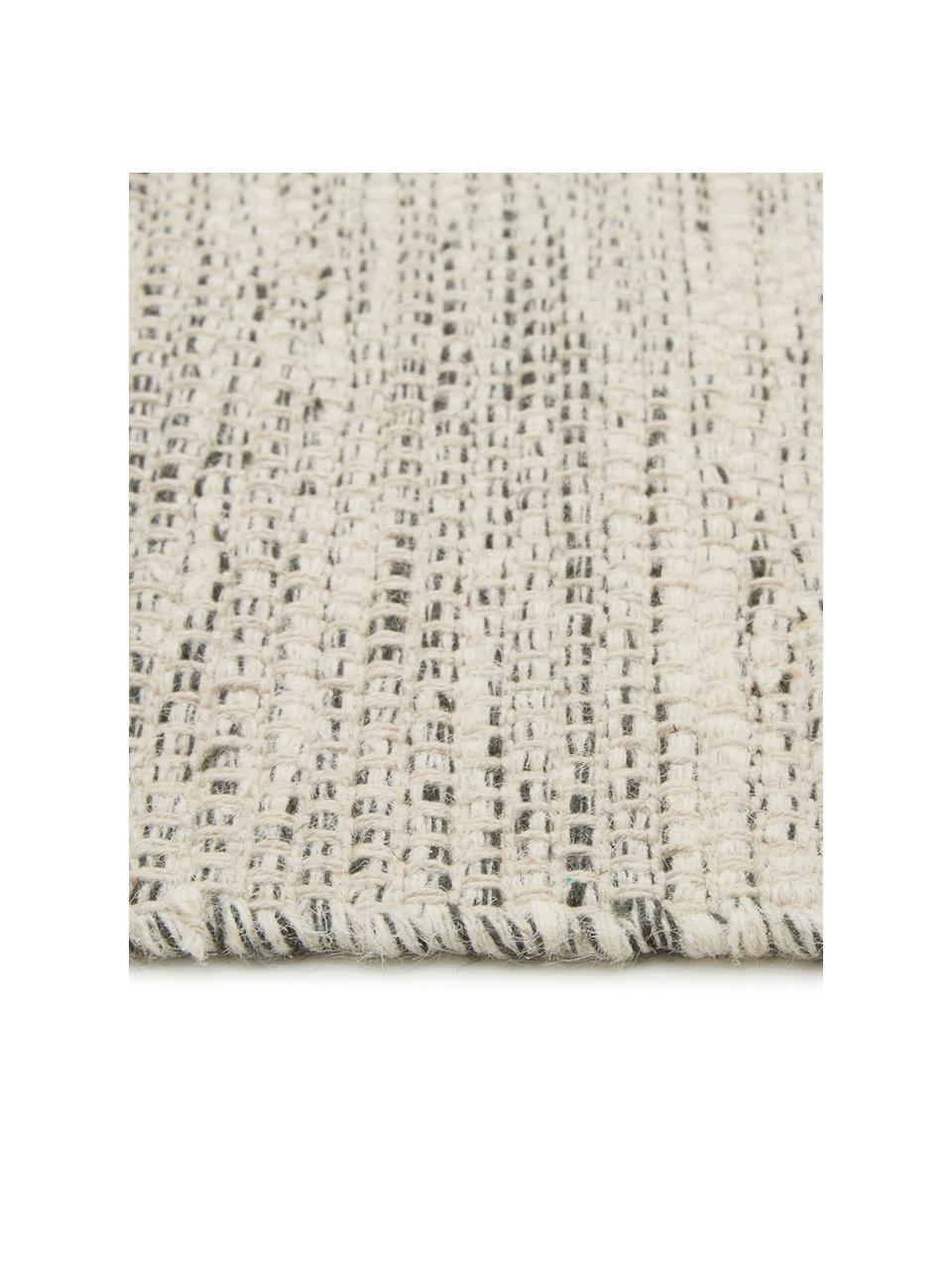 Alfombra artesanal de lana Lule, 70% lana, 30% algodón, Verde oscuro, beige, An 200 x L 300 cm (Tamaño L)