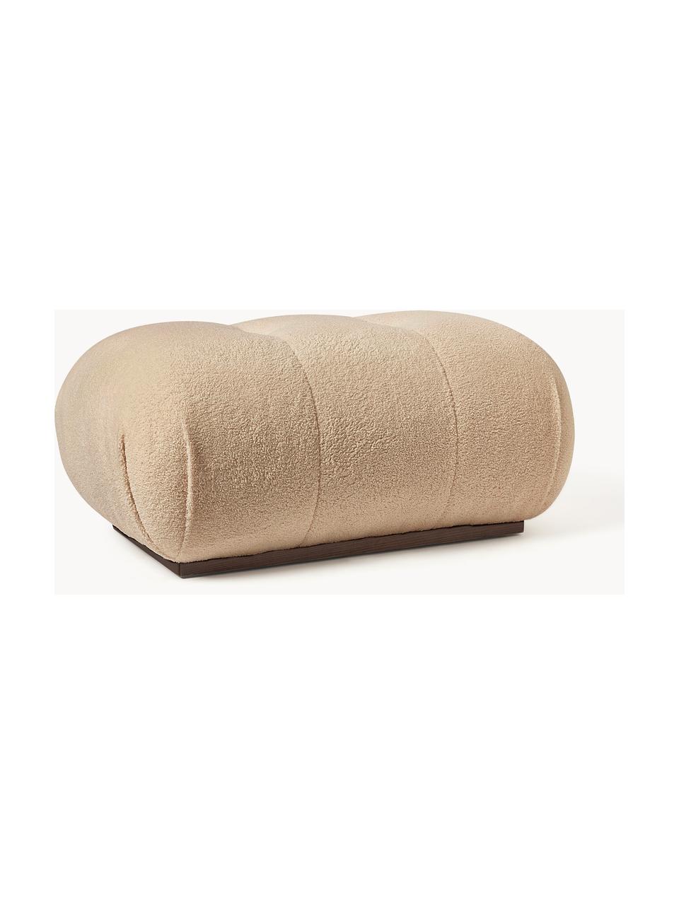 Pouf en tissu peluche Stanley, Peluche brun clair, larg. 84 x haut. 54 cm