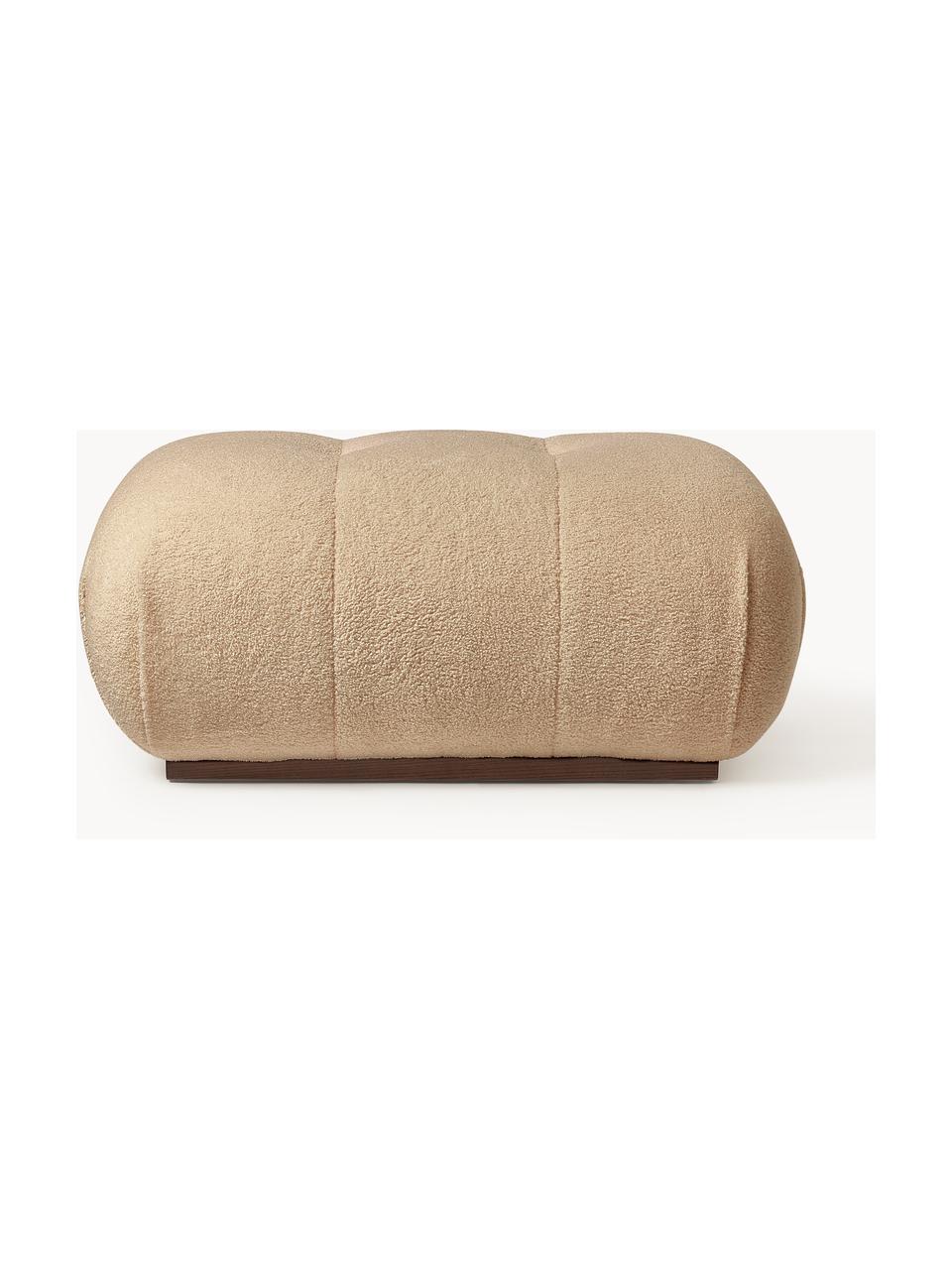 Pouf en tissu peluche Stanley, Peluche brun clair, larg. 84 x haut. 54 cm