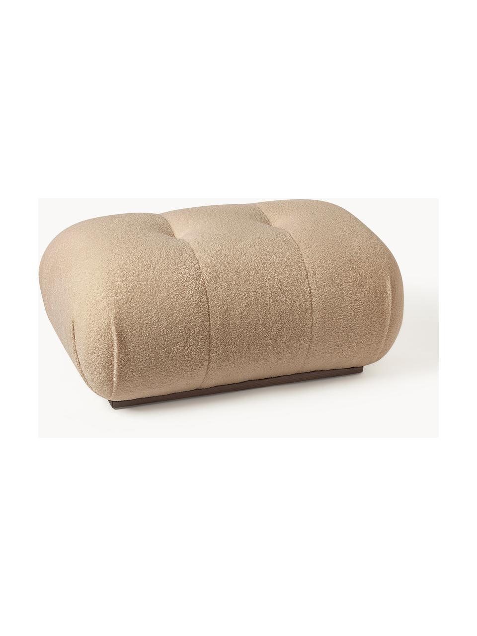 Pouf en tissu peluche Stanley, Peluche brun clair, larg. 84 x haut. 54 cm