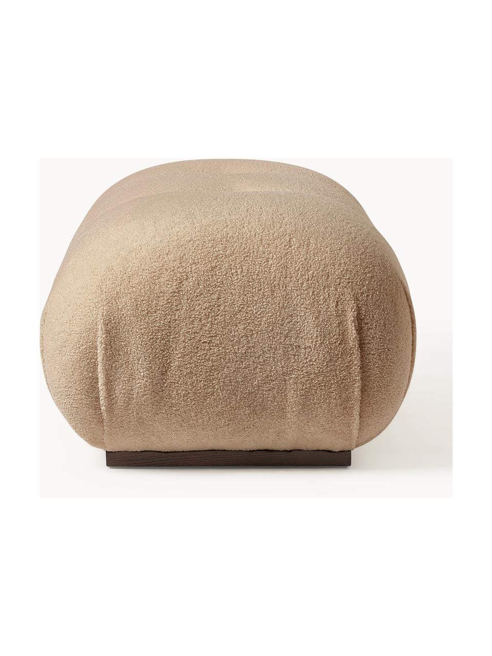 Pouf en tissu peluche Stanley, Peluche brun clair, larg. 84 x haut. 54 cm