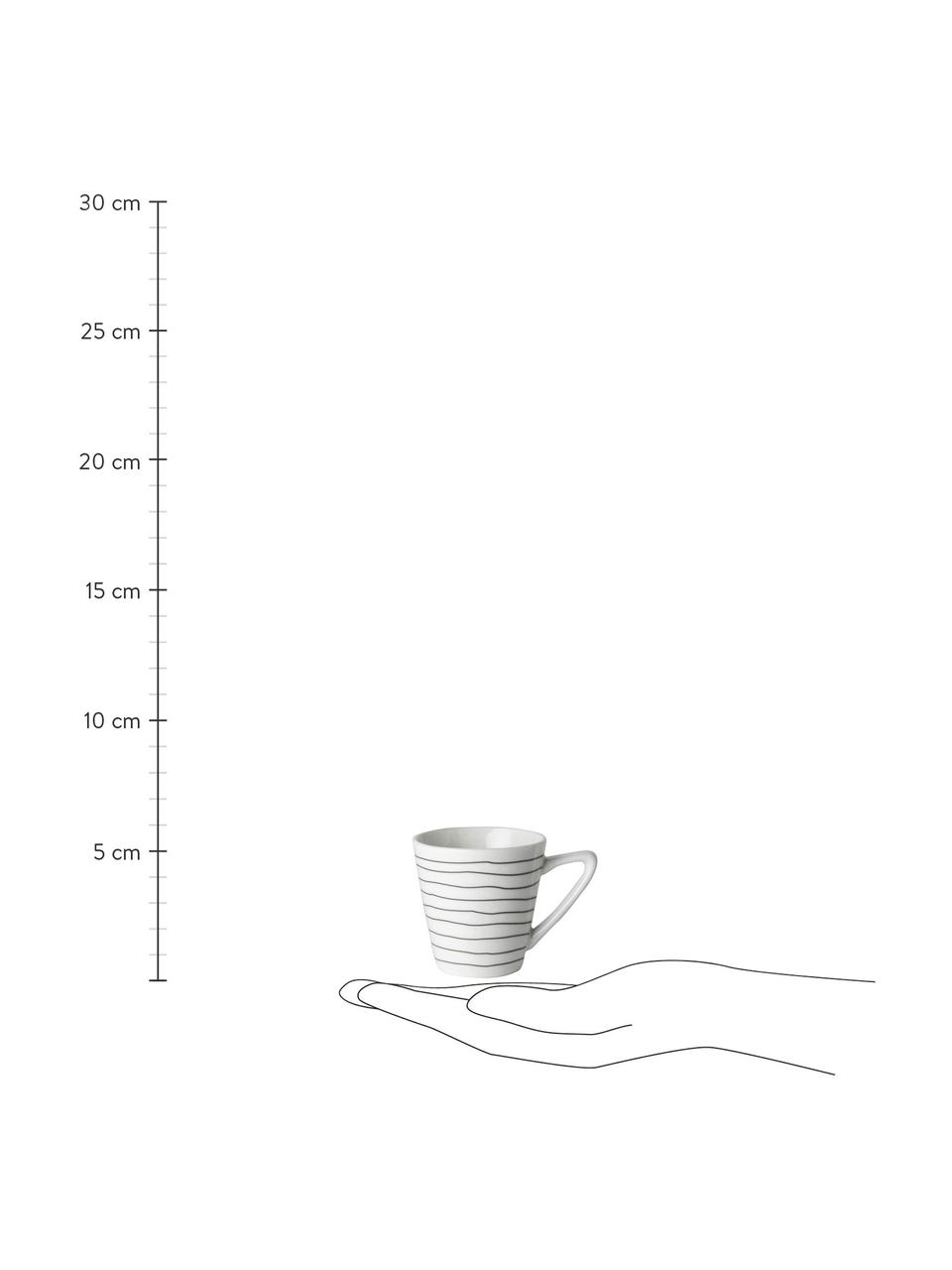 Šálky na espresso s líniami Eris Loft, 4 ks, Porcelán, Biela, čierna, Ø 6 x V 6 cm, 90 ml