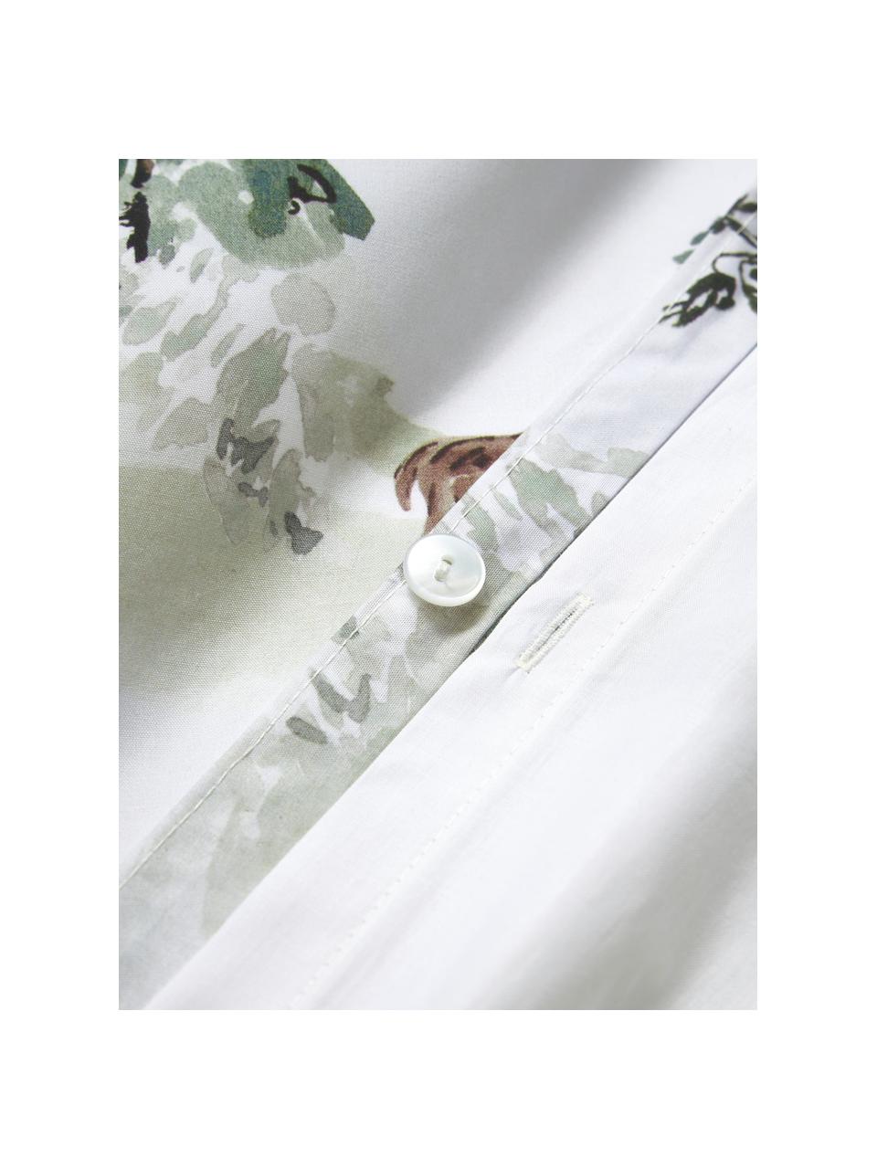 Copripiumino di design in cotone percalle Forest, Bianco, tonalità verdi, Larg. 200 x Lung. 200 cm