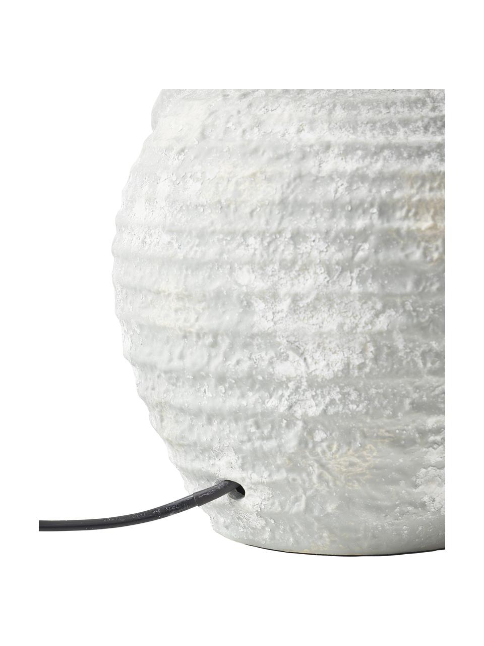 Grote tafellamp Tiva met keramische voet, Lampenkap: textiel (100% polyester), Lampvoet: keramiek, Wit, grijs, Ø 35 x H 55 cm