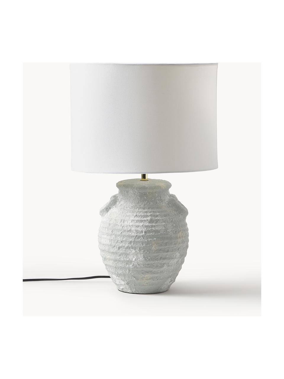 Grande lampe à poser avec pied en céramique Tiva, Blanc, gris clair, Ø 35 x haut. 55 cm