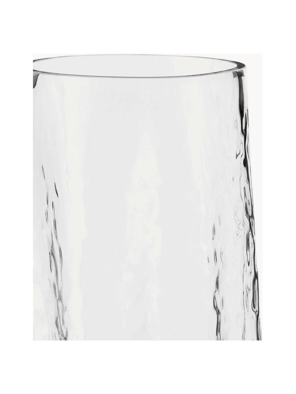 Jarrón de vidrio soplado artesanalmente con relieves Gry, 30 cm, Vidrio soplado artesanalmente, Transparente, Ø 15 x Al 30 cm