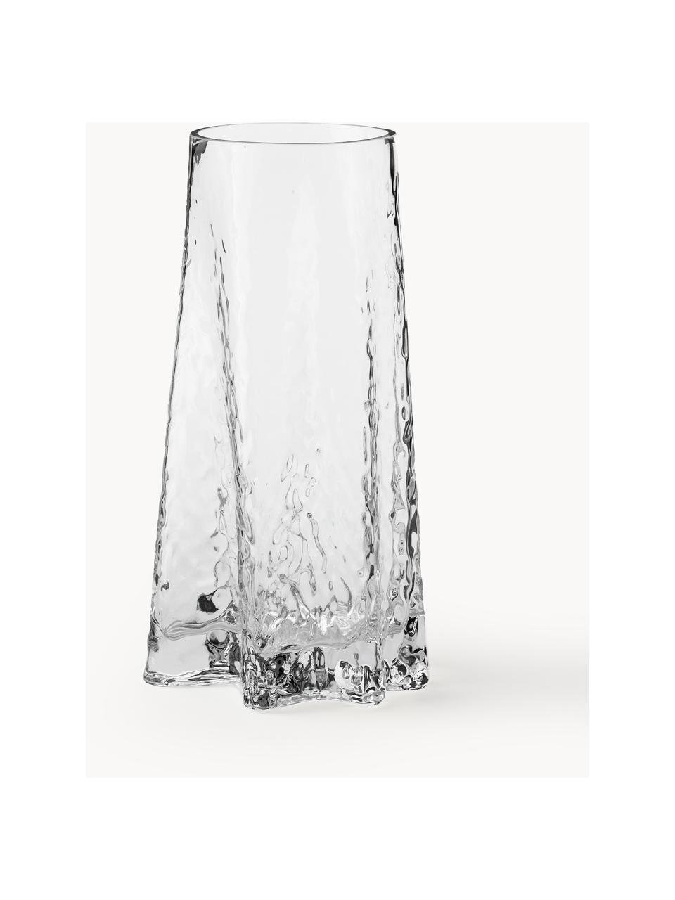 Mundgeblasene Glas-Vase Gry mit strukturierter Oberfläche, H 30 cm, Glas, mundgeblasen, Transparent, Ø 15 x H 30 cm