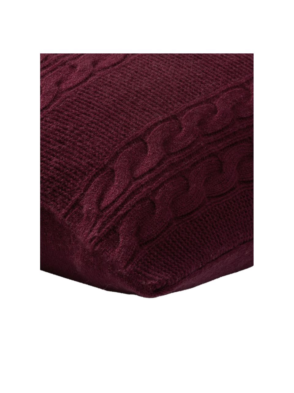 Poszewka na poduszkę z czystego kaszmiru Leonie, 100% kaszmir
Kaszmir to bardzo miękka, wygodna i ciepła tkanina, Ciemny czerwony, S 40 x D 40 cm