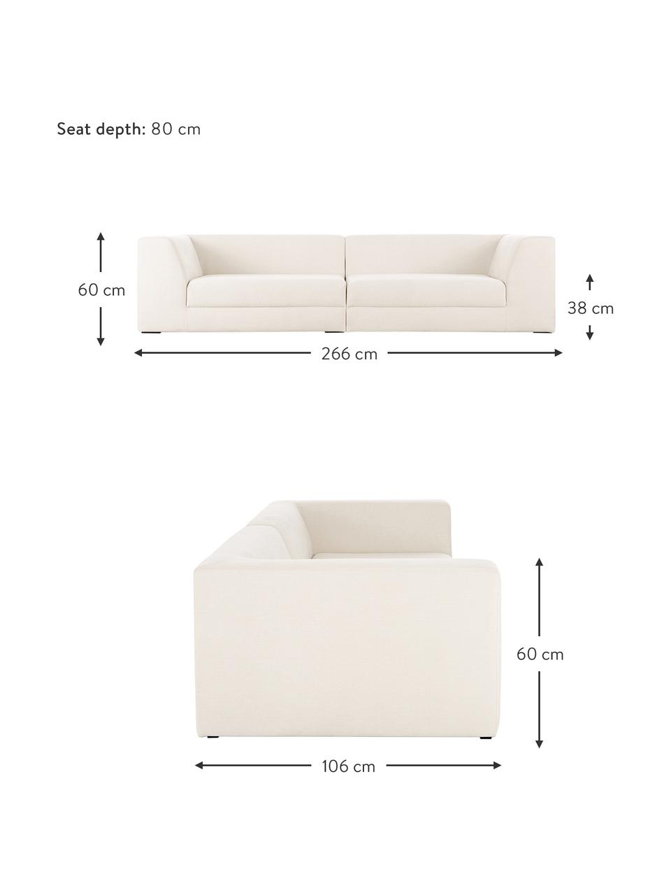 Modulares Sofa Grant (3-Sitzer) in Beige, Bezug: Baumwolle 20.000 Scheuert, Gestell: Fichtenholz, Webstoff Beige, B 266 x T 106 cm