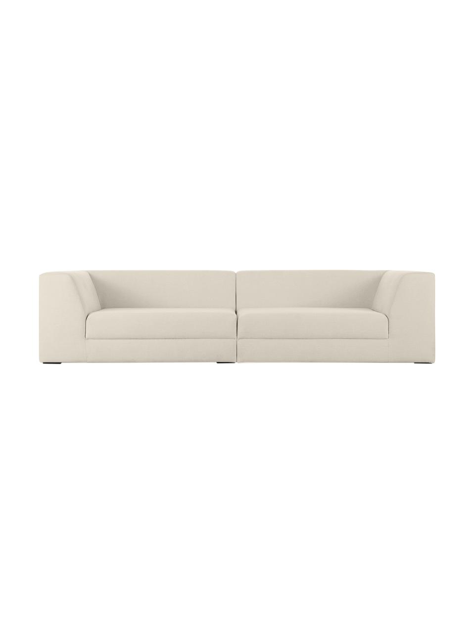 Modulaire bank Grant (3-zits), Bekleding: katoen, Frame: sparrenhout, Poten: massief gelakt beukenhout, Geweven stof beige, B 266 x D 106 cm