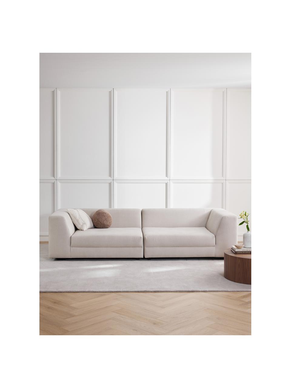 Divano componibile 3 posti Grant, Rivestimento: cotone Con 20.000 cicli d, Struttura: legno di abete rosso, Piedini: legno massiccio di faggio, Tessuto beige chiaro, Larg. 266 x Prof. 106 cm