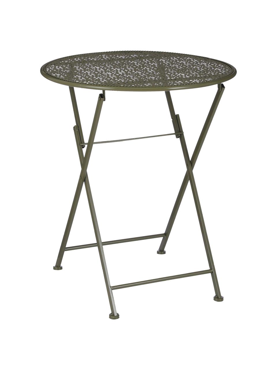 Table de balcon pliante en métal Ninet, Métal, enduit, Vert, Ø 60 cm x haut. 70 cm