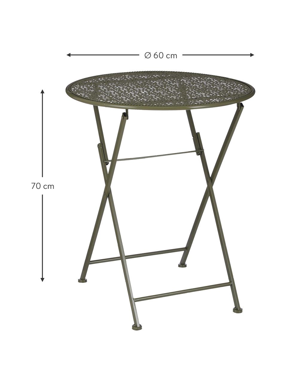 Mesa para balcón plegable Ninet, Metal recubierto, Verde, Ø 60 x Al 70 cm