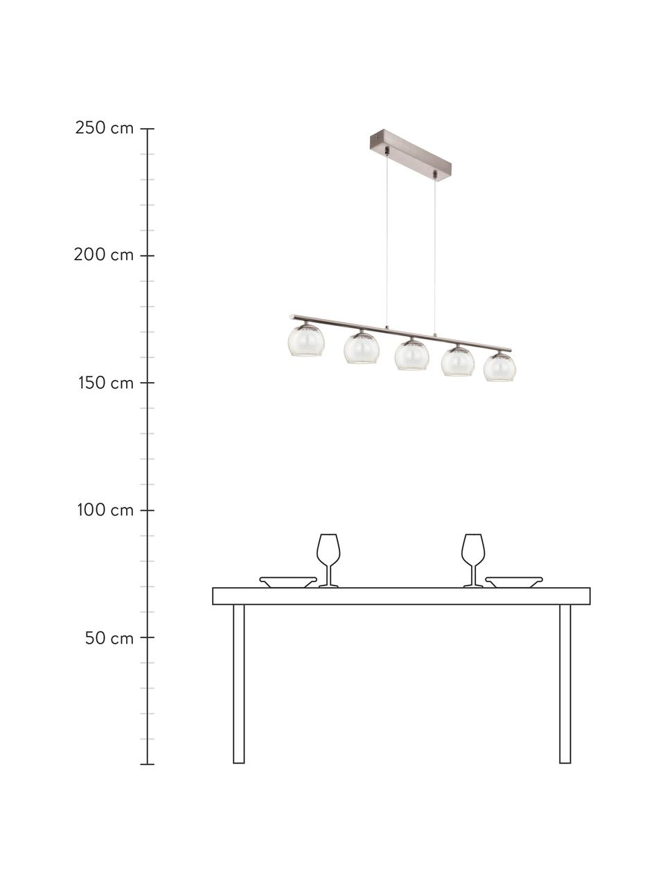 Grande suspension LED Romagnese, Couleur argentée, transparent