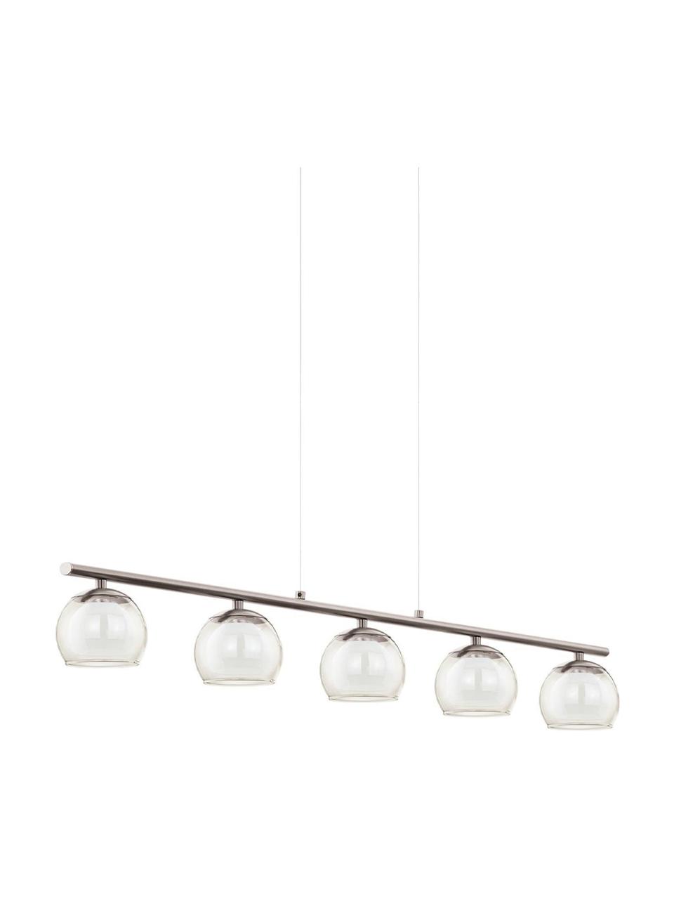 Grote LED hanglamp Romagnese van glas, Baldakijn: staal, satijn, Zilverkleurig, transparant, 90 x 110 cm