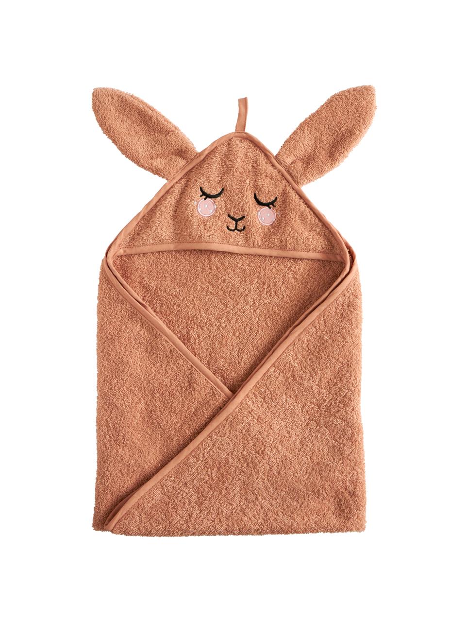 Asciugamano bambini in cotone organico Bunny, 100% cotone organico certificato GOTS, Terracotta, Larg. 72 x Lung. 72 cm