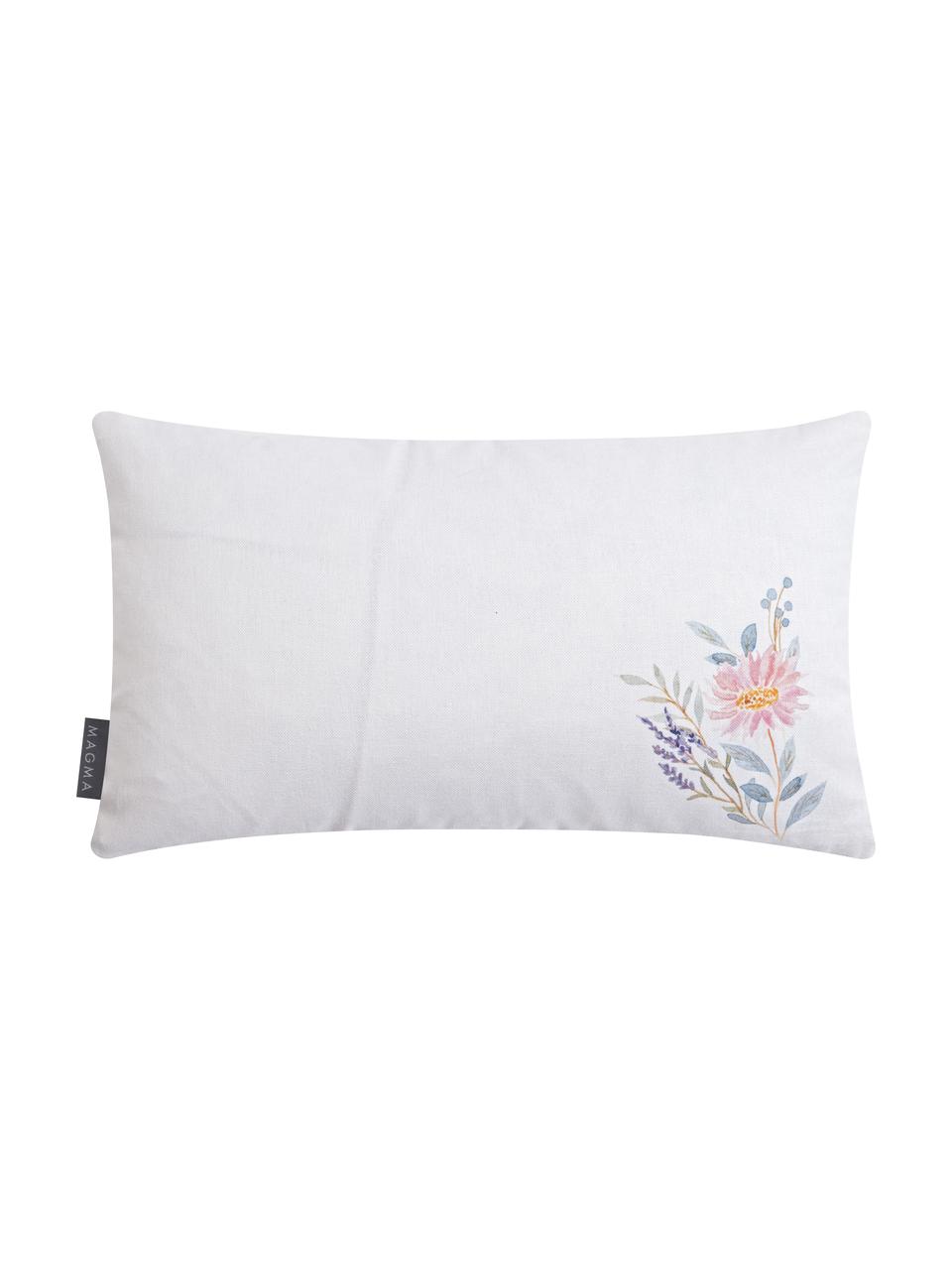 Outdoor kussenhoes Wildgarden van biokatoen, Bekleding: 100% biokatoen, Crèmewit, pasteltinten, B 30 x L 50 cm