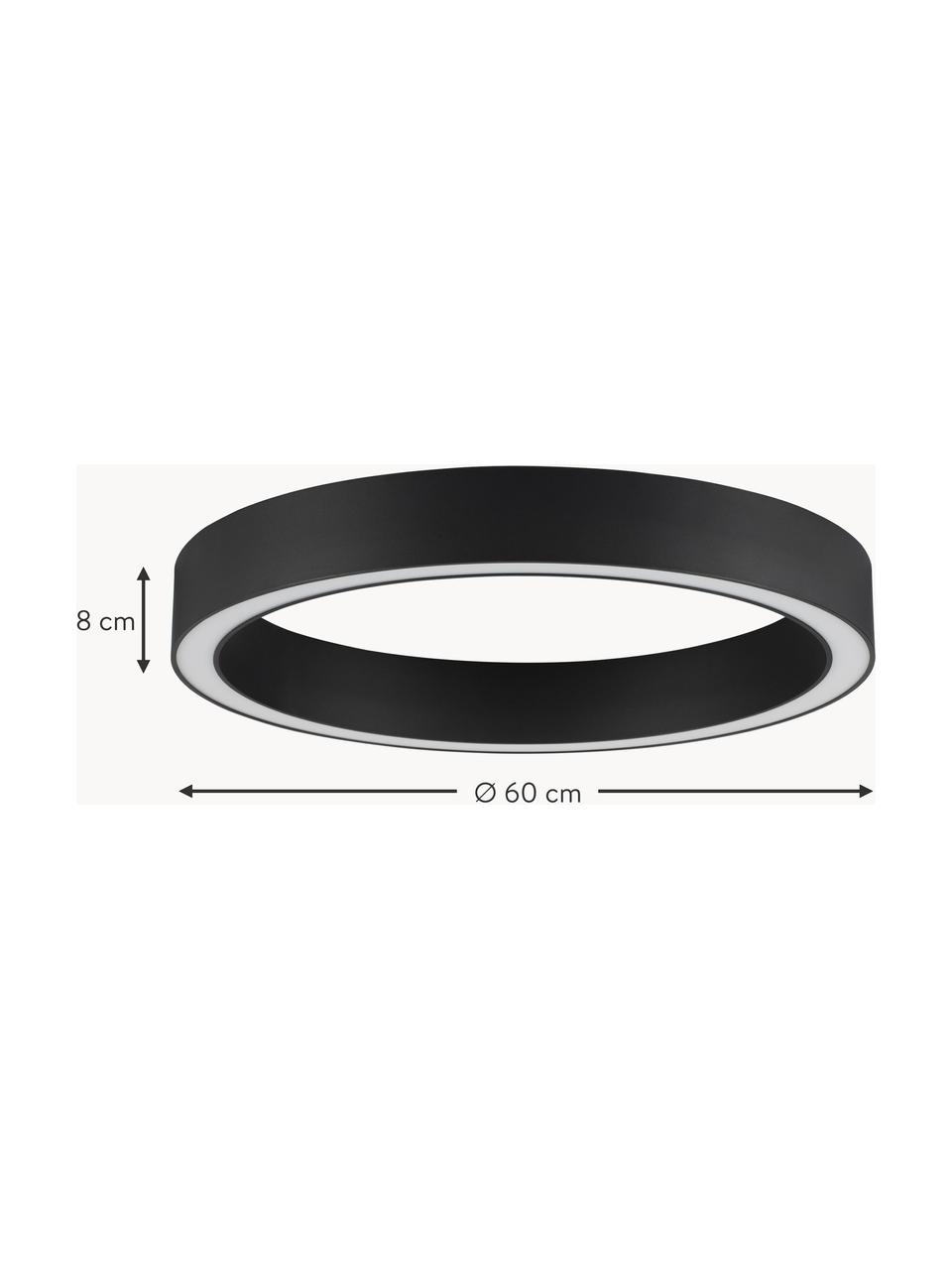 Plafoniera grande a LED con luce regolabile Sting, varie dimensioni, Struttura: alluminio rivestito, Nero, Ø 60 x Alt. 8 cm