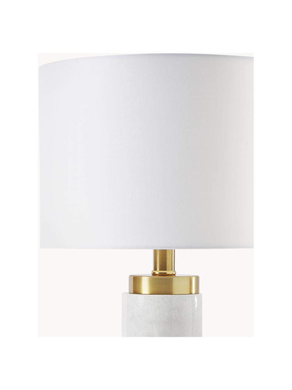 Lampe à poser en marbre Miranda, Or laiton, blanc marbré, Ø 28 x haut. 48 cm