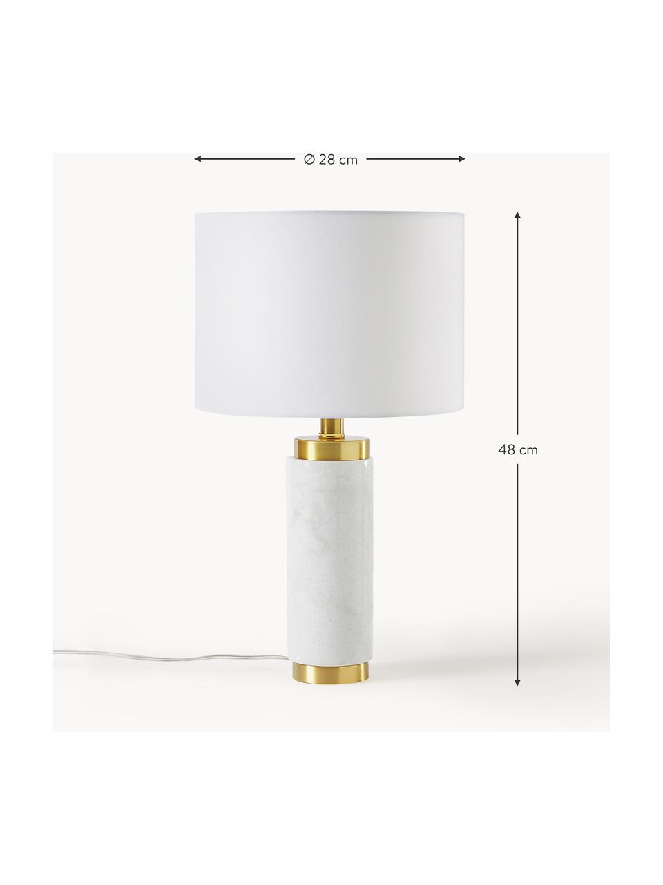 Lampe à poser en marbre Miranda, Or laiton, blanc marbré, Ø 28 x haut. 48 cm