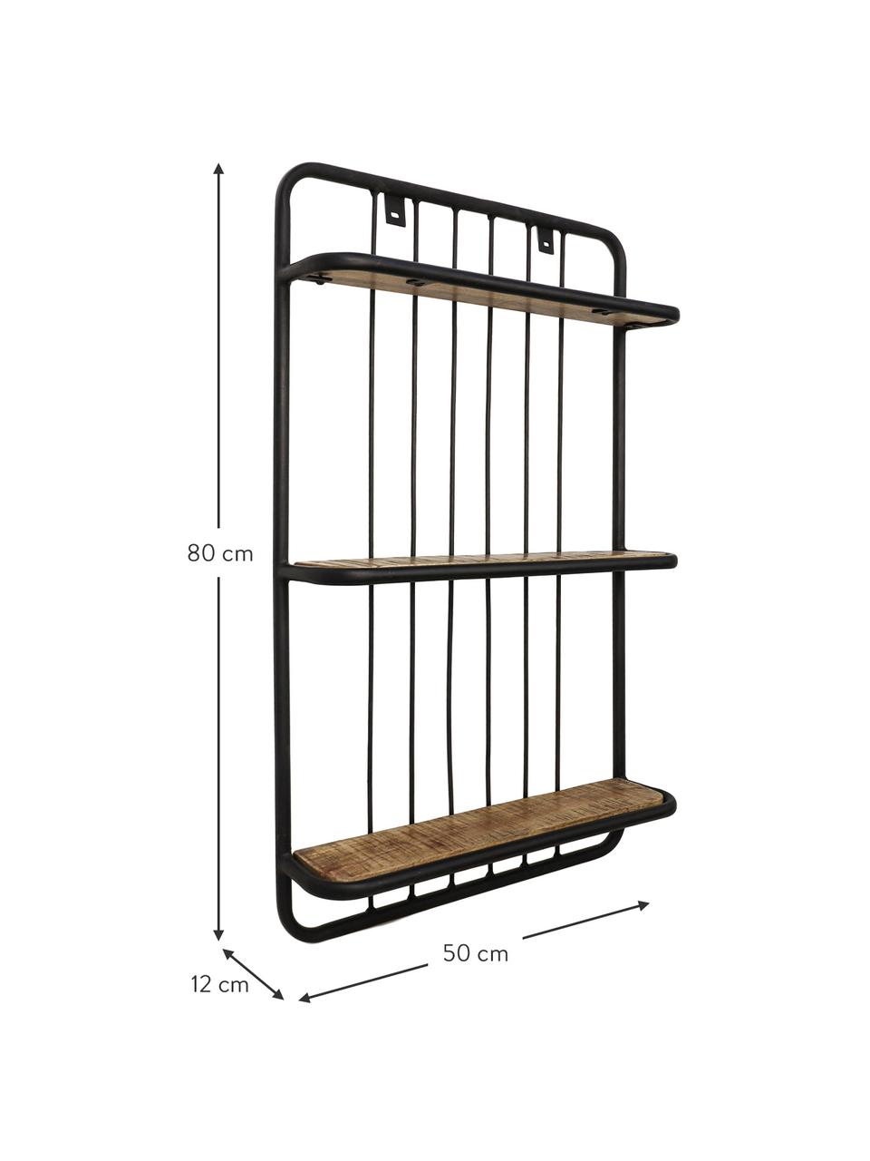 Étagère murale de style industriel Hilly, Brun, noir