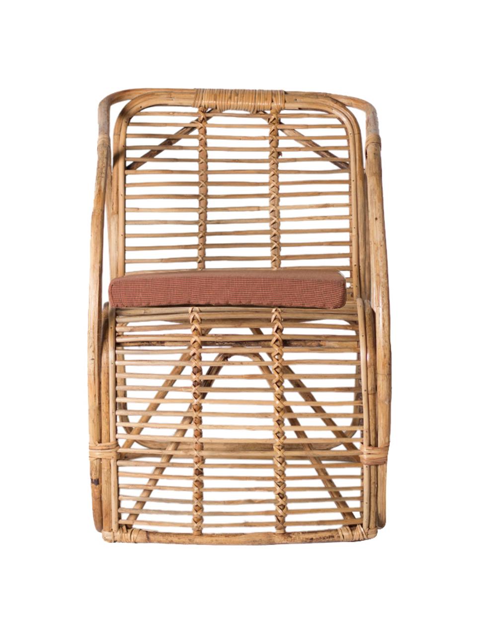 Sedia in rattan con cuscino sedia rosso Hidra, Struttura: rattan, Rivestimento: tessuto, Beige, rosso, Larg. 60 x Alt. 78 cm