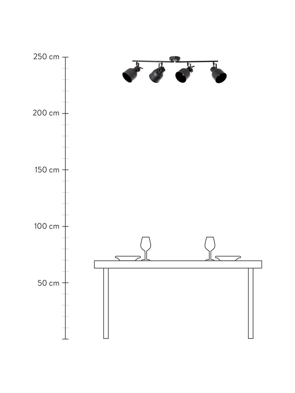 Spot plafond Rolet, Noir, larg. 76 x haut. 18 cm