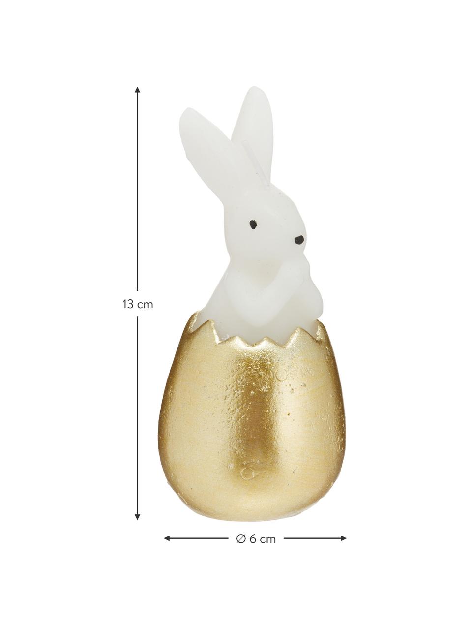 Deko-Kerze Bunny, Wachs, Weiß, Goldfarben, Ø 6 x H 13 cm