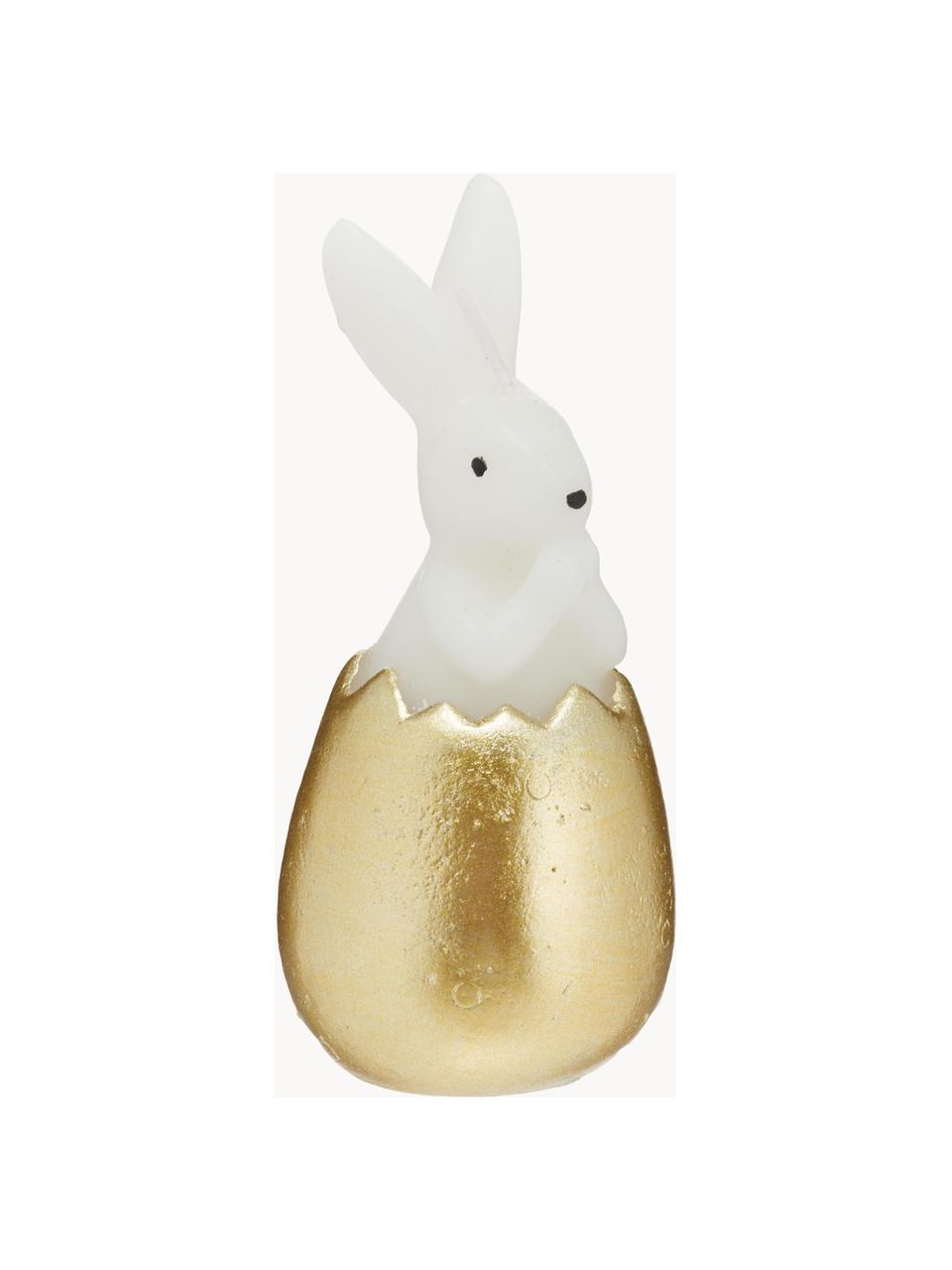 Bougie décorative Bunny, Cire, Blanc, couleur dorée, Ø 6 x haut. 13 cm