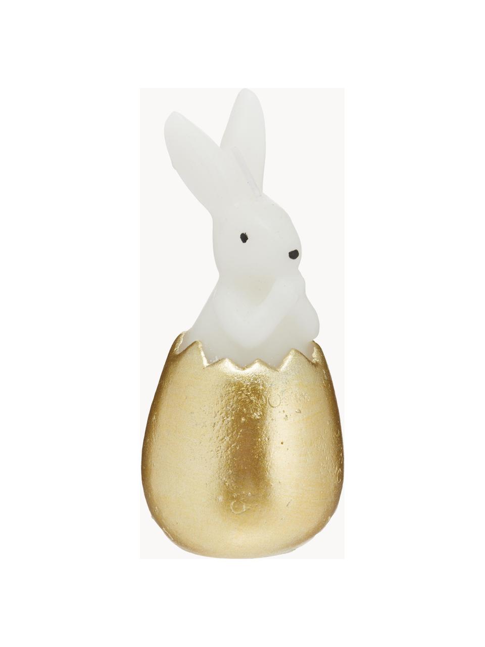 Decoratieve kaars Bunny, Was, Wit, goudkleurig, Ø 6 x H 13 cm