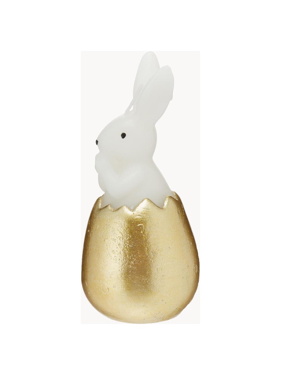 Decoratieve kaars Bunny, Was, Wit, goudkleurig, Ø 6 x H 13 cm