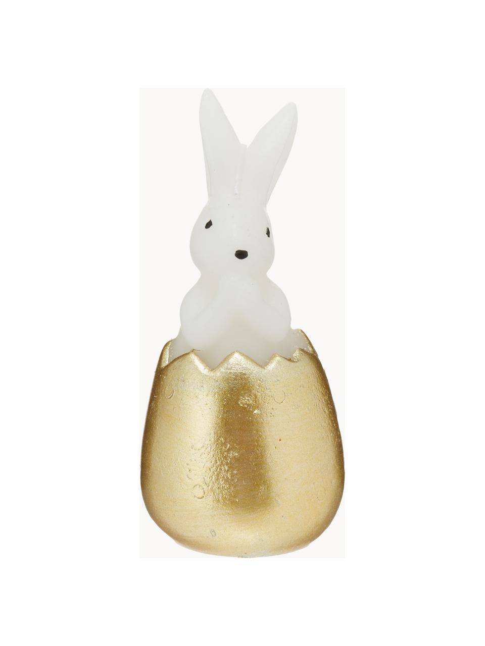 Decoratieve kaars Bunny, Was, Wit, goudkleurig, Ø 6 x H 13 cm